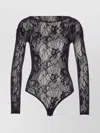 Patrizia Pepe Sheer Floral Lace Long Sleeve Top In Multi