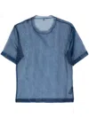 Patrizia Pepe Sheer Organza T-shirt In Blue