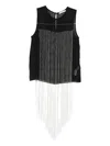 Patrizia Pepe Sheer-panel Fringed Top In Black