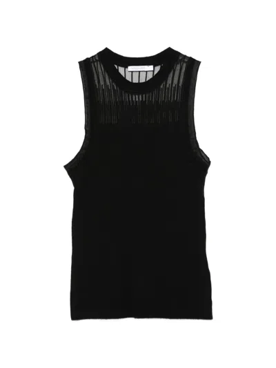 Patrizia Pepe Sheer Panel Knitted Top In Black