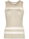 Patrizia Pepe Sheer-panels Tank Top In Gold