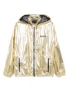 Patrizia Pepe Shiny Hooded Jacket In Gold