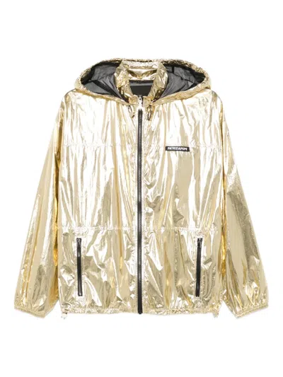 Patrizia Pepe Shiny Hooded Jacket In Gold