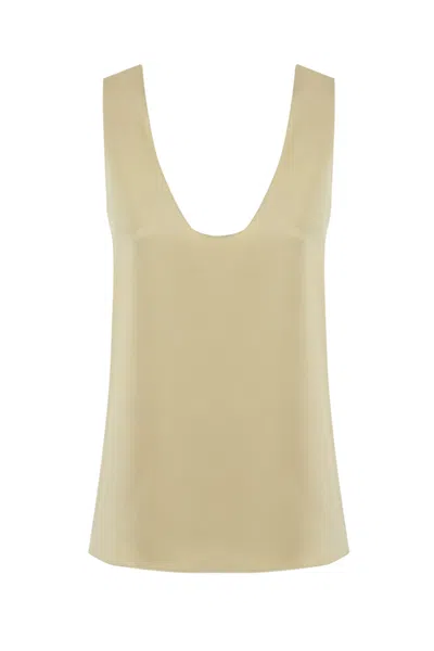 Patrizia Pepe Shiny Satin Blouse In Modern Beige