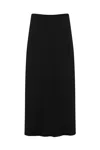 Patrizia Pepe Shiny Satin Midi Skirt In Nero