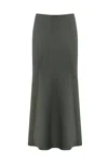 Patrizia Pepe Shiny Satin Midi Skirt In Urban Gray