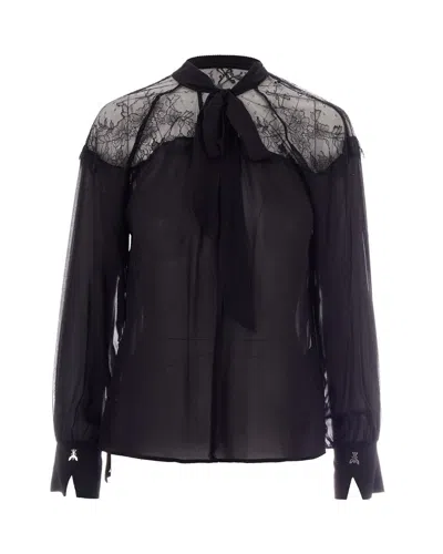 Patrizia Pepe Lace-detail Blouse In Black