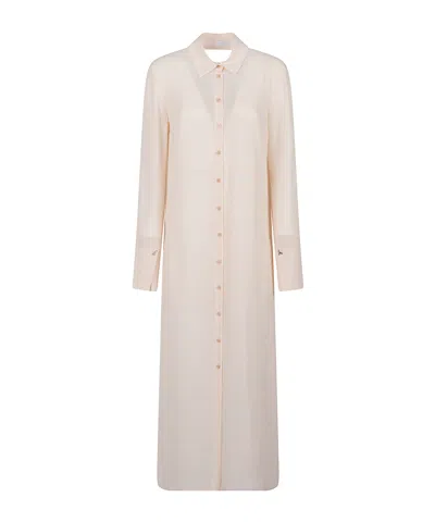 Patrizia Pepe Open-back Maxi Shirt Dress In Pink