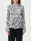 Patrizia Pepe Abstract-print Georgette Shirt In Schwarz