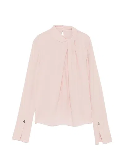 Patrizia Pepe Draped Long-sleeve Blouse In Pink