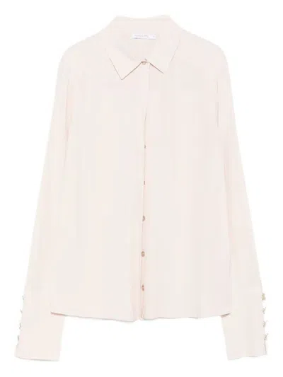 Patrizia Pepe Button-cuff Blouse In Neutral