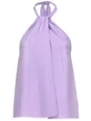 Patrizia Pepe Halter-neck Draped Top In Iris Lilac