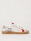 Patrizia Pepe Sneaker Skin In Nappa Con Lettering Bianco/rosso In White