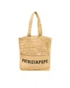Patrizia Pepe Woven Vertical Shopping Bag With Embroidered Logo In Fb53