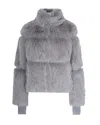 Patrizia Pepe Short Fluffy Coat In Gray In Gray