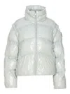 Patrizia Pepe Short Nylon Down Jacket In Grey