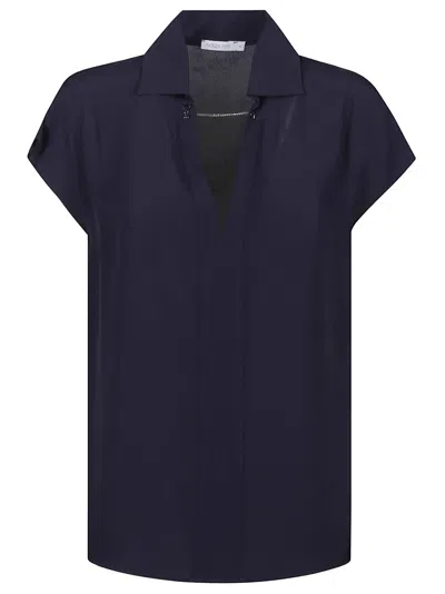 Patrizia Pepe Short Sleeve Shirt In Navy