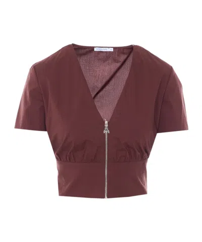 Patrizia Pepe Short Sleeve Shirt In Red