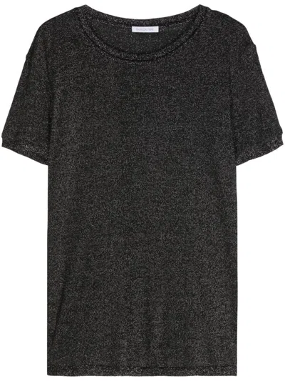 Patrizia Pepe Fine-knit T-shirt In Black  