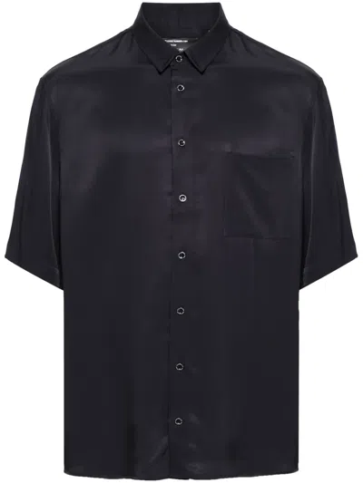 Patrizia Pepe Short-sleeve Textured Shirt In Blue