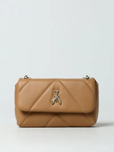 Patrizia Pepe Fly Leather Shoulder Bag In Beige