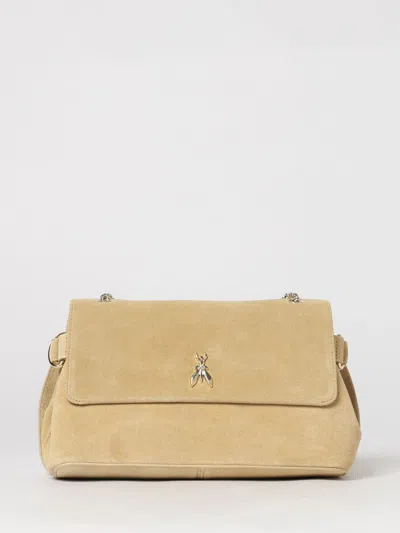 Patrizia Pepe Logo-motif Suede Shoulder Bag In Neutral