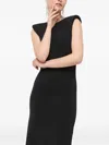 Patrizia Pepe Shoulder Pads Open Back Maxi Dress In Black