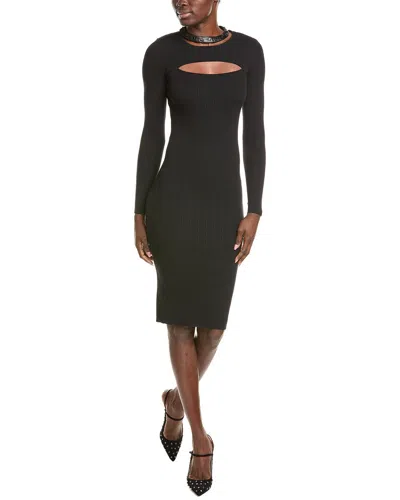 Patrizia Pepe Silk-blend Sweaterdress In Black
