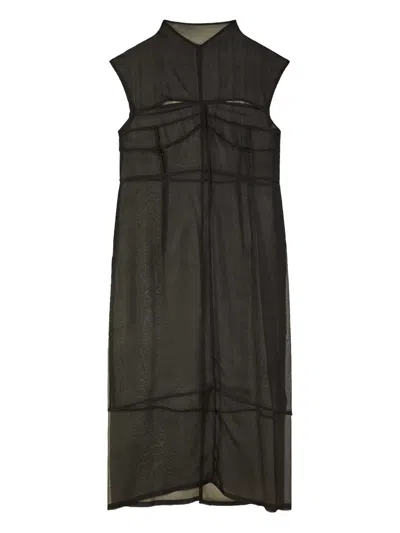 Patrizia Pepe Silk Midi Dress In Brown