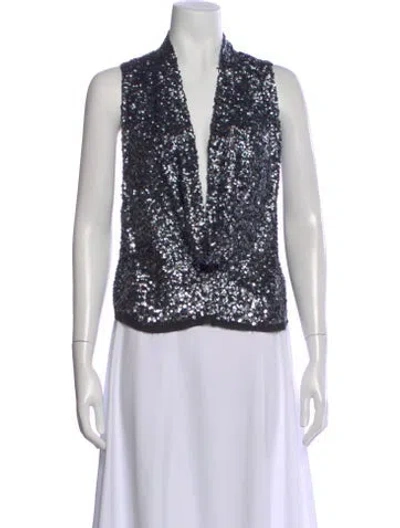 Pre-owned Patrizia Pepe Silk V-neck Top In White