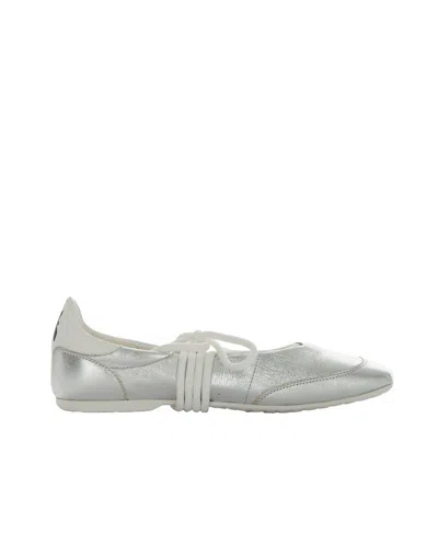 Patrizia Pepe Silver Dancing Skin Laminated Ballet Flats In Metallic
