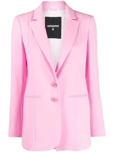 Patrizia Pepe Single-breasted Crepe Blazer In Rosa