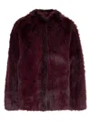 Patrizia Pepe Soft Fluffy Jacket In Purple And Red In Burgundy