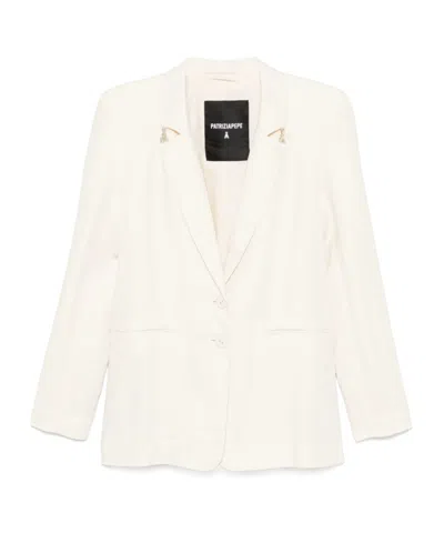 Patrizia Pepe Single-breasted Long Sleeve Suit Jacket In Beige