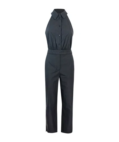 Patrizia Pepe Single-breasted No-sleeve Jumpsuit In Black