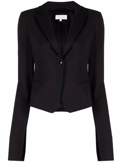 Patrizia Pepe Single-breasted Slit-sleeve Blazer In Schwarz