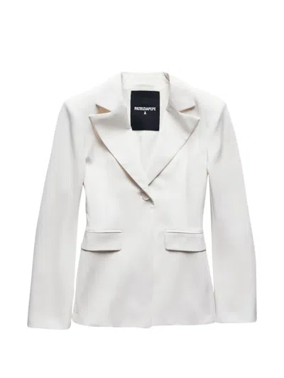 Patrizia Pepe Single-breasted Notched-lapel Jacket In White