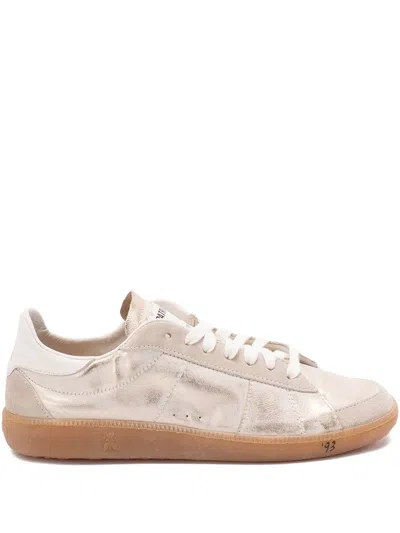 PATRIZIA PEPE SKIN METALLIC-LEATHER SNEAKERS