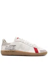 Patrizia Pepe Sneaker Skin In Nappa Con Lettering Bianco/rosso In White