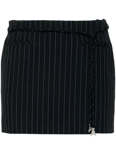 Patrizia Pepe Ruched-detailed Pinstriped Miniskirt In Black  