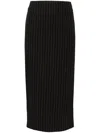 Patrizia Pepe Ruched Pinstriped Pencil Skirt In Black  
