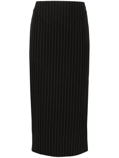 Patrizia Pepe Ruched Pinstriped Pencil Skirt In Negro