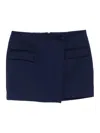 Patrizia Pepe Wrap-style Mini Skirt With Button Closure In Blue