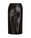 Patrizia Pepe Leather-effect Panelled Midi Skirt In Brown