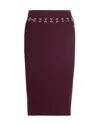 Patrizia Pepe Gonna Midi Glam Rock In Maglia Purple Red In Burgundy