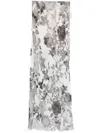 Patrizia Pepe Flower-print Maxi Skirt In Gray