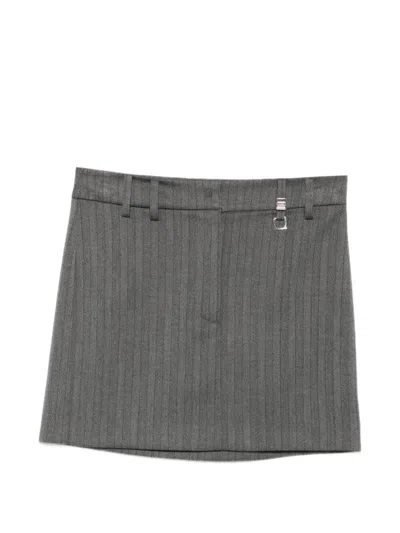 Patrizia Pepe Pinstriped Mini Skirt In Gray
