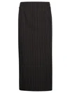 Patrizia Pepe Ruched Pinstriped Pencil Skirt In Oo Black Stripes