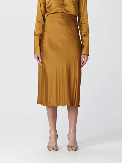Patrizia Pepe Fly-charm Satin Midi Skirt In Bronze