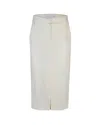 Patrizia Pepe Gonna Midi In Viscosa E Lino Essential In White